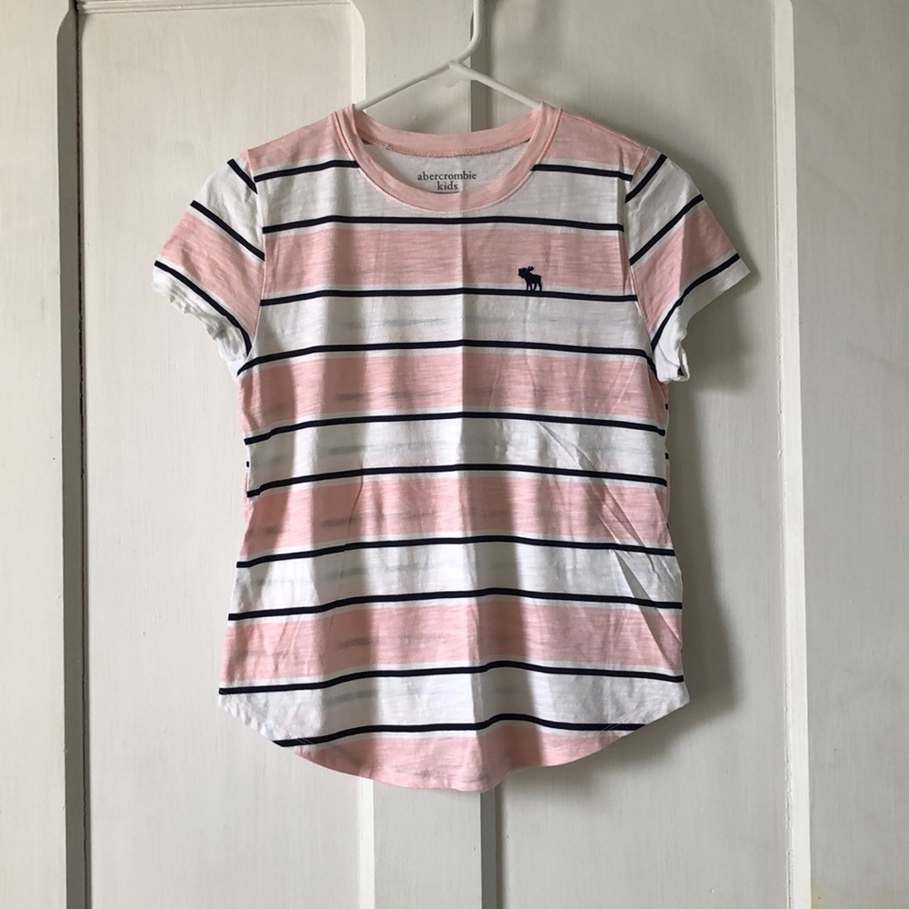 NWOT Abercrombie Kids Pink Navy White tee 13/14